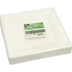PAPSTAR Teller, Zuckerrohr "pure" eckig 26 cm x 26 cm weiß, 8 x 50 Stück