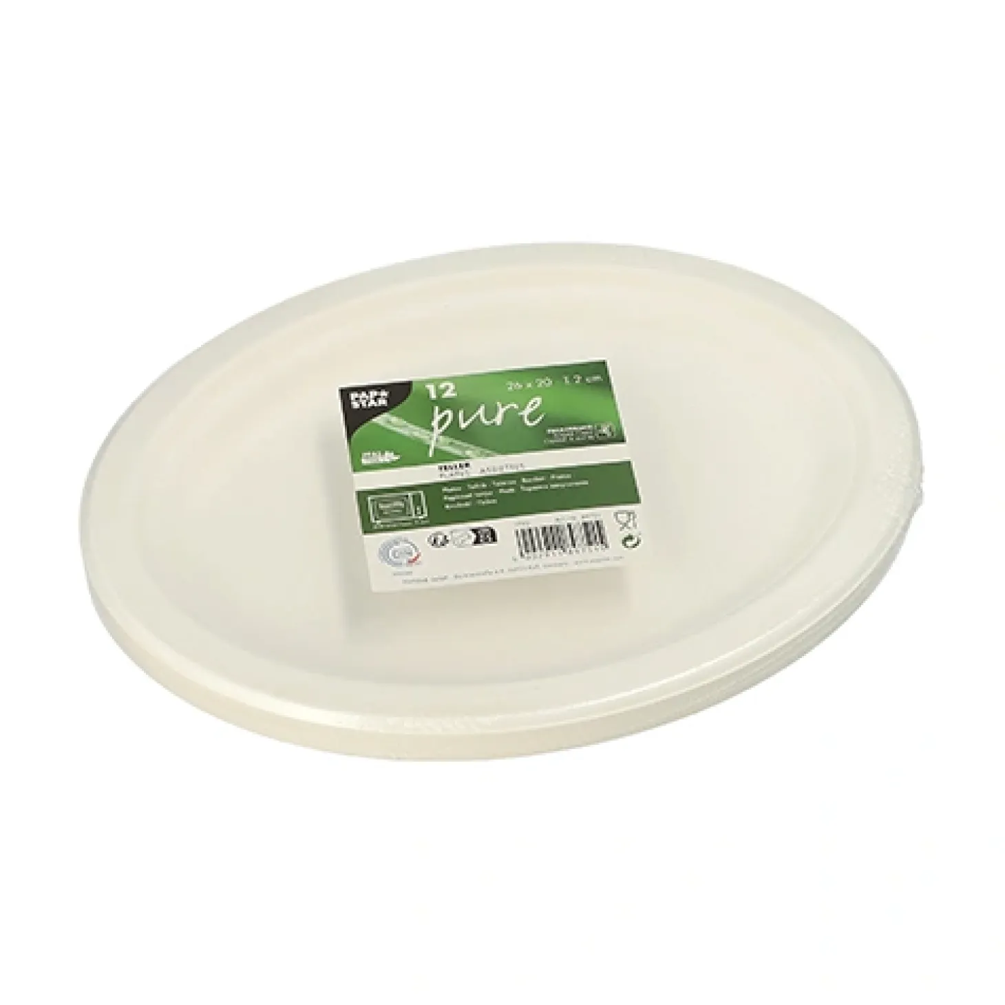 PAPSTAR Teller, Zuckerrohr "pure" oval 26 cm x 20 cm x 2 cm weiß, 12 x 12 Stück