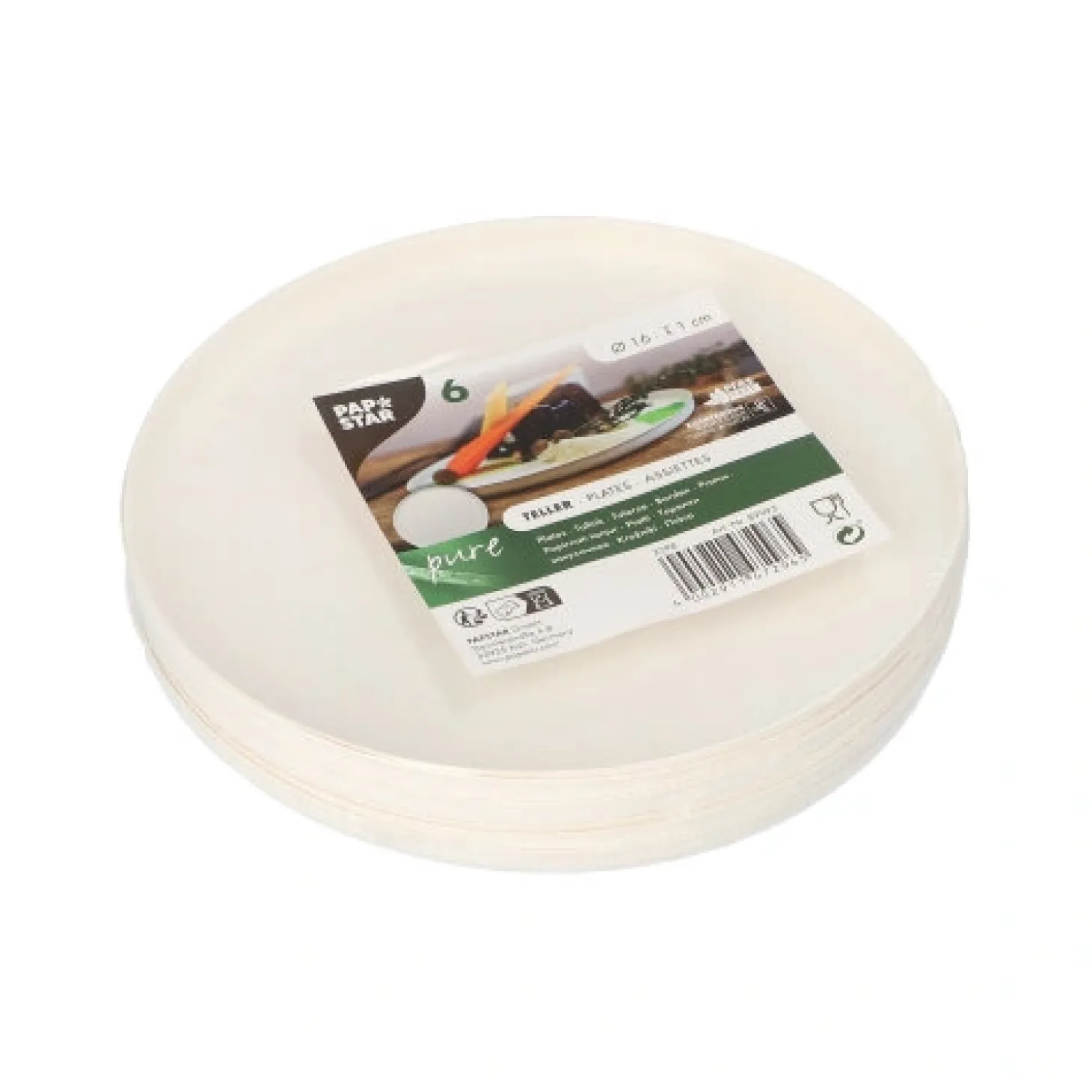 PAPSTAR Teller Zuckerrohr "pure" rund Ø 16 cm, 1 cm weiß "Cella"