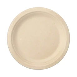 PAPSTAR Teller, Zuckerrohr "pure" ungeteilt Ø 18 cm, 2 cm natur, 10 x 50 Stück