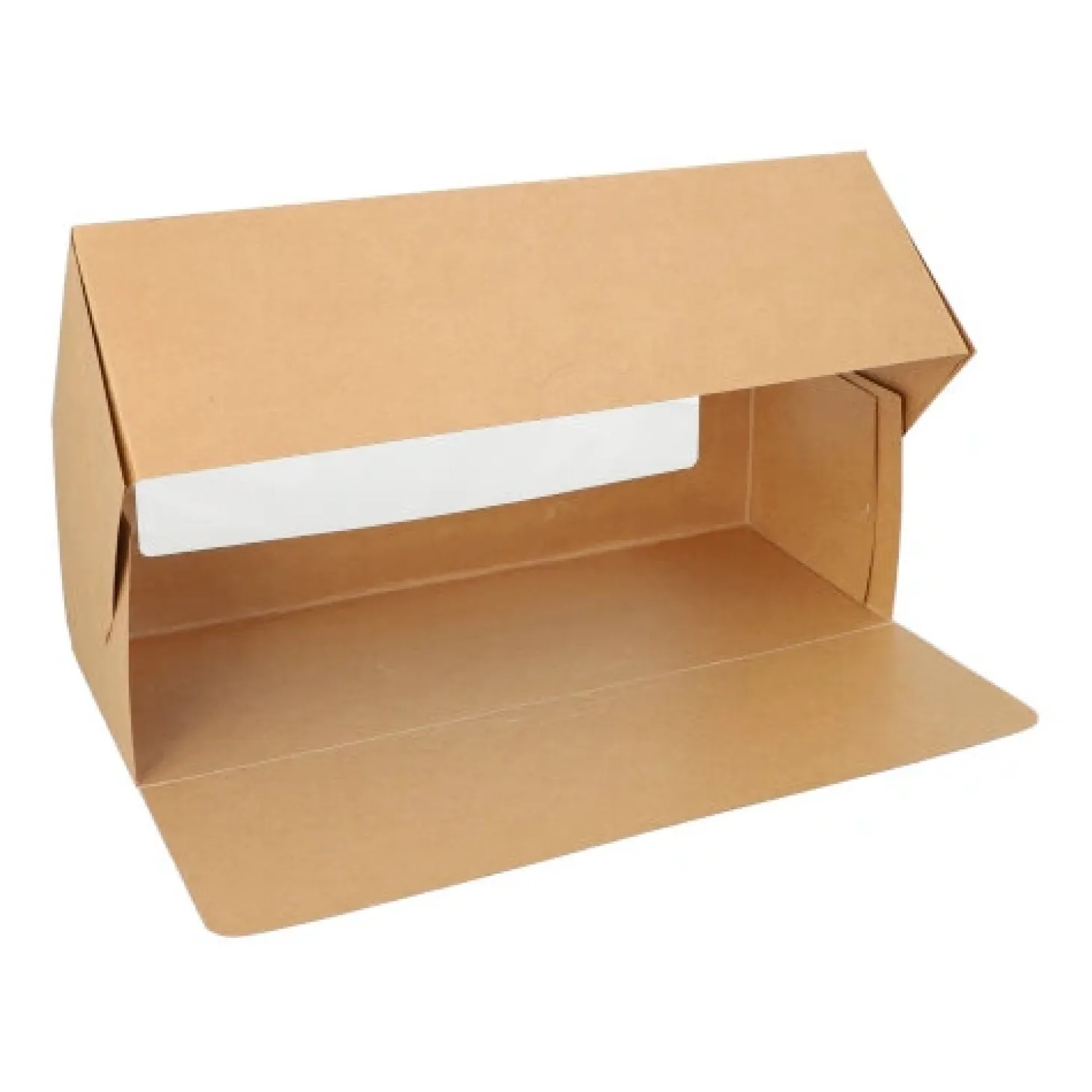 PAPSTAR Tortenkartons mit Deckel eckig 10 cm x 32 cm x 12 cm mit Sichtfenster aus PLA