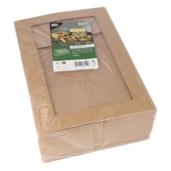 PAPSTAR Tortenkartons mit Deckel eckig 10 cm x 32 cm x 12 cm mit Sichtfenster aus PLA