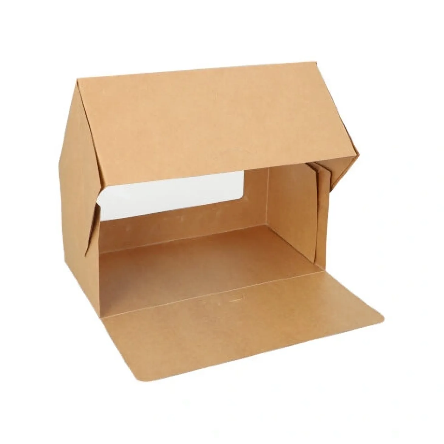 PAPSTAR Tortenkartons mit Deckel eckig 10 cm x 22 cm x 12 cm mit Sichtfenster aus PLA