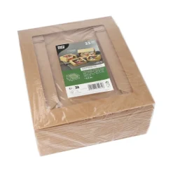 PAPSTAR Tortenkartons mit Deckel eckig 5,5 cm x 23 cm x 23 cm mit Sichtfenster aus PLA