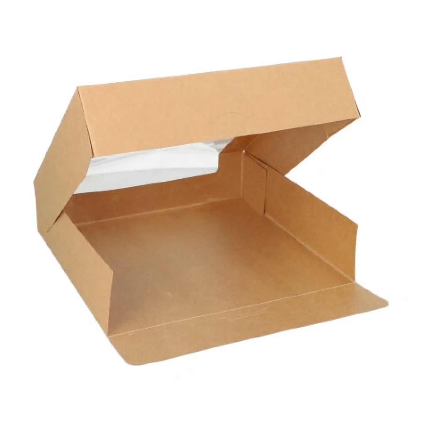 PAPSTAR Tortenkartons mit Deckel eckig 5,5 cm x 23 cm x 23 cm mit Sichtfenster aus PLA