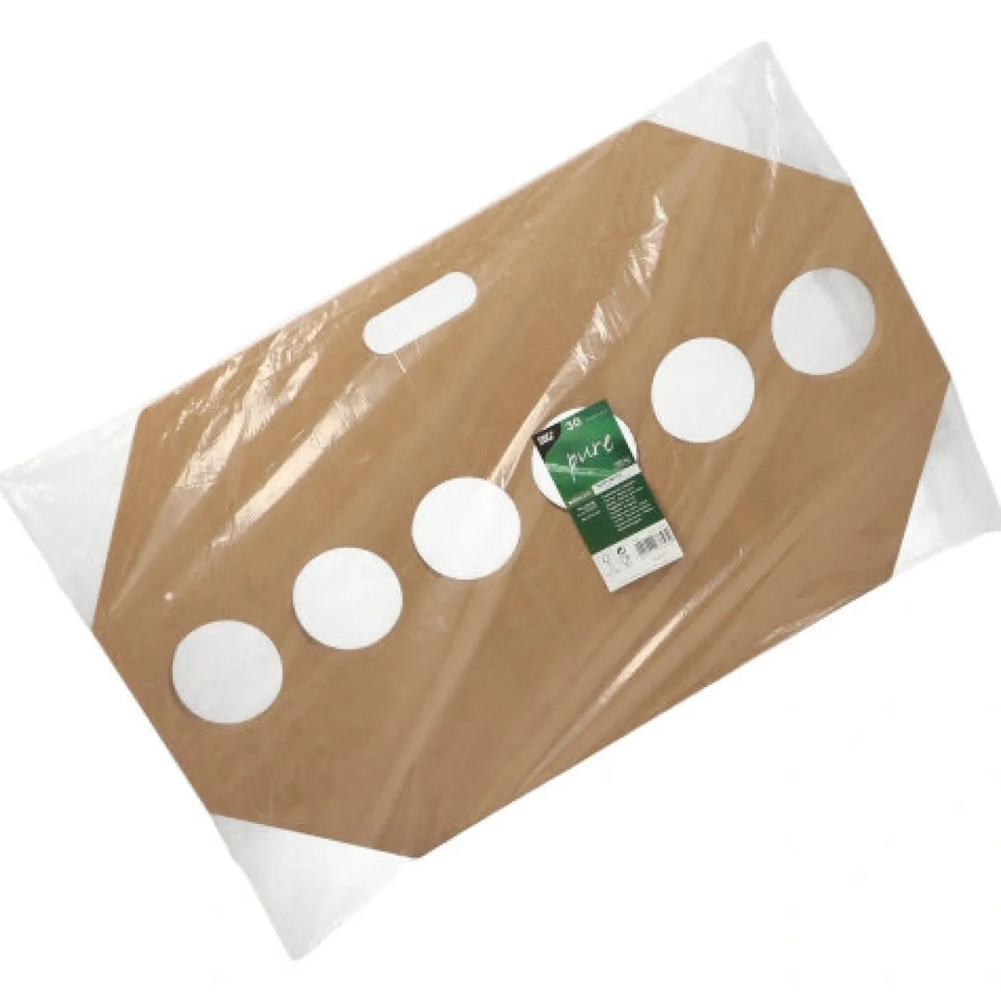 PAPSTAR Tragetabletts, Pappe "pure" 12 cm x 9,5 cm x 62 cm braun für 6 Trinkbecher