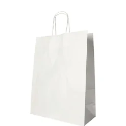 PAPSTAR Tragetaschen, Papier 35 cm x 26 cm x 12 cm weiß mit gedrehtem Tragegriff