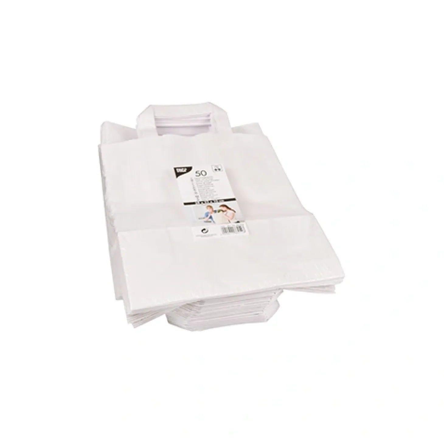 PAPSTAR Tragetaschen, Papier 28 cm x 22 cm x 10 cm weiß mit Tragegriff