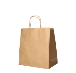 PAPSTAR Tragetaschen, Papier 25 cm x 26 cm x 17 cm braun mit gedrehtem Tragegriff