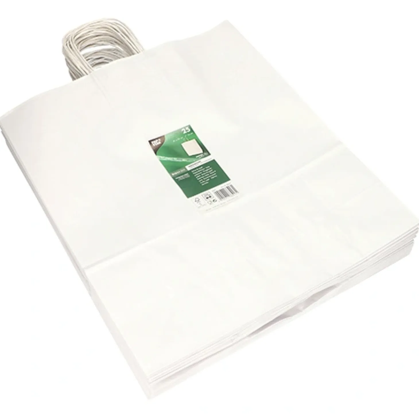 PAPSTAR Tragetaschen, Papier 41 cm x 35 cm x 14 cm weiß mit gedrehtem Tragegriff