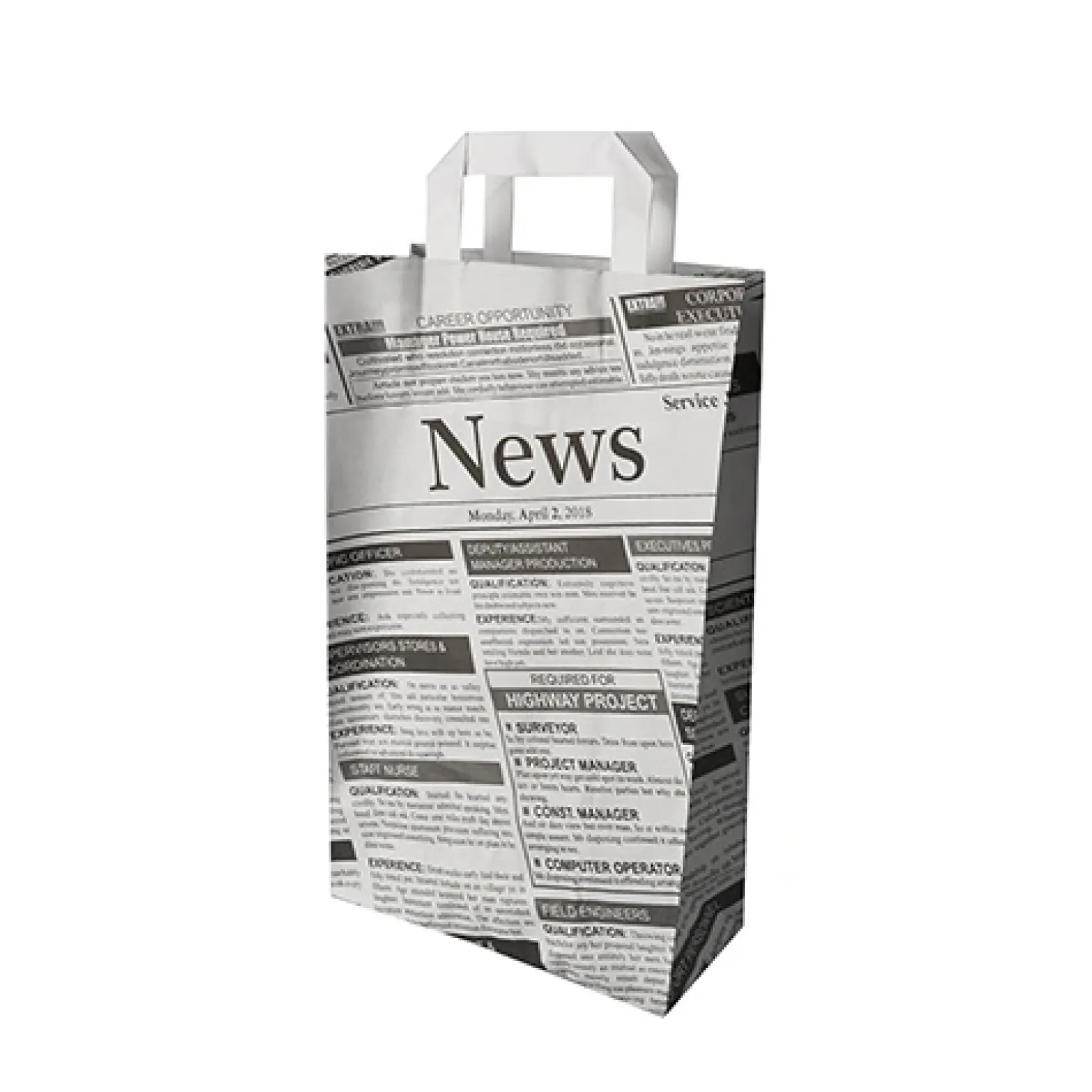 PAPSTAR Tragetaschen, Papier 36 cm x 22 cm x 10 cm "Newsprint" mit Tragegriff