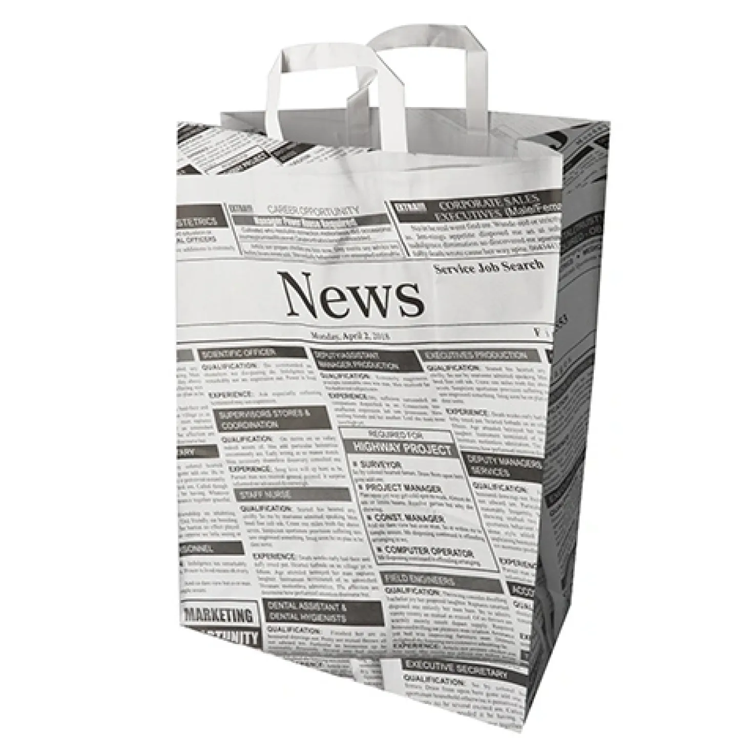 PAPSTAR Tragetaschen, Papier 44 cm x 32 cm x 17 cm "Newsprint" mit Tragegriff
