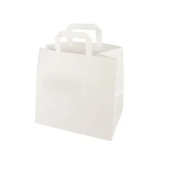PAPSTAR Tragetaschen, Papier 25 cm x 26 cm x 17 cm weiß mit Tragegriff und Einzel EAN