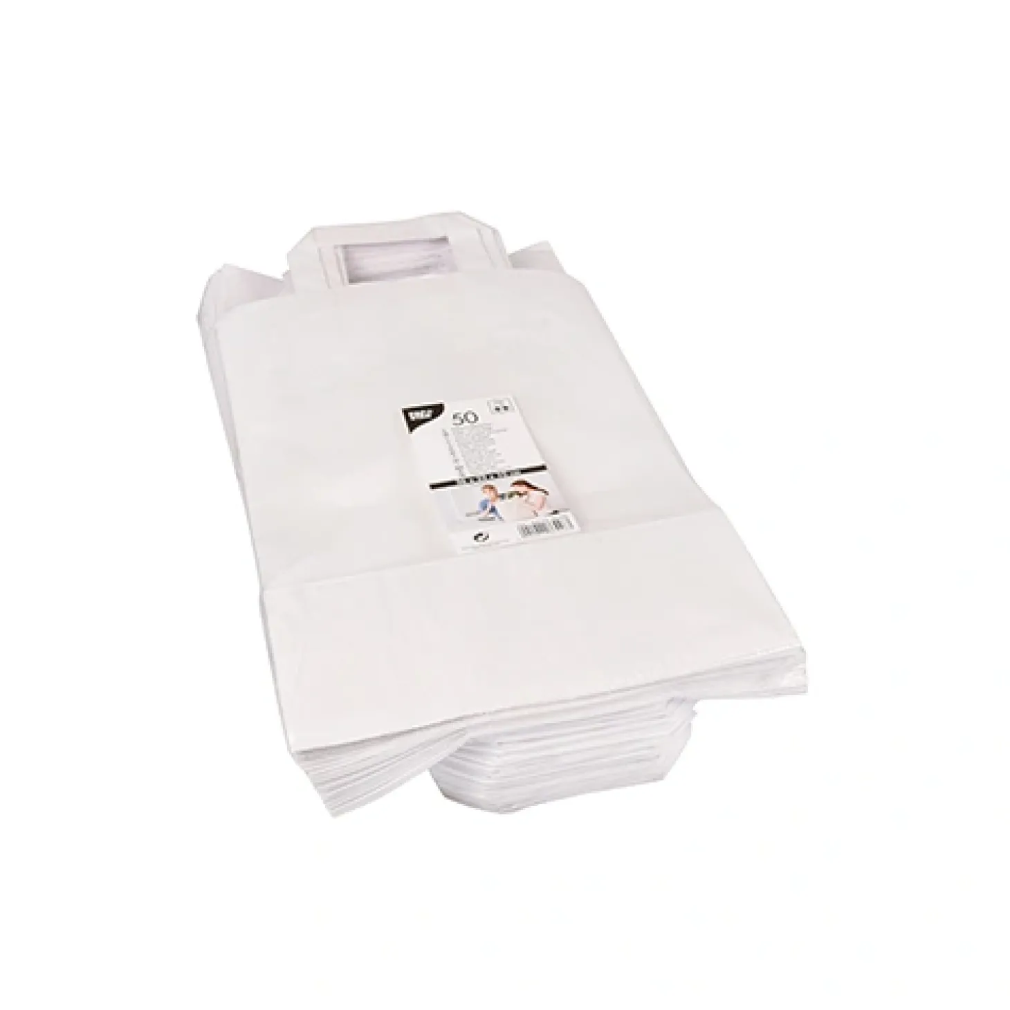 PAPSTAR Tragetaschen, Papier 36 cm x 22 cm x 10 cm weiß mit Tragegriff