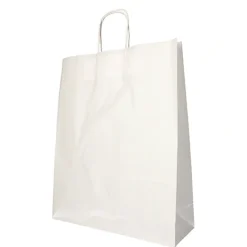 PAPSTAR Tragetaschen, Papier 40 cm x 32 cm x 12 cm weiß mit gedrehtem Tragegriff