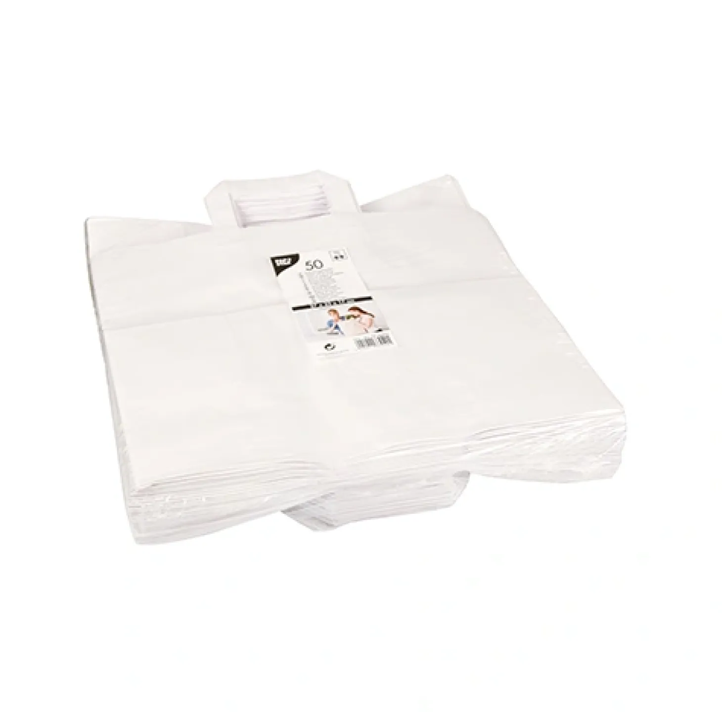 PAPSTAR Tragetaschen, Papier 27 cm x 32 cm x 17 cm weiß mit Tragegriff