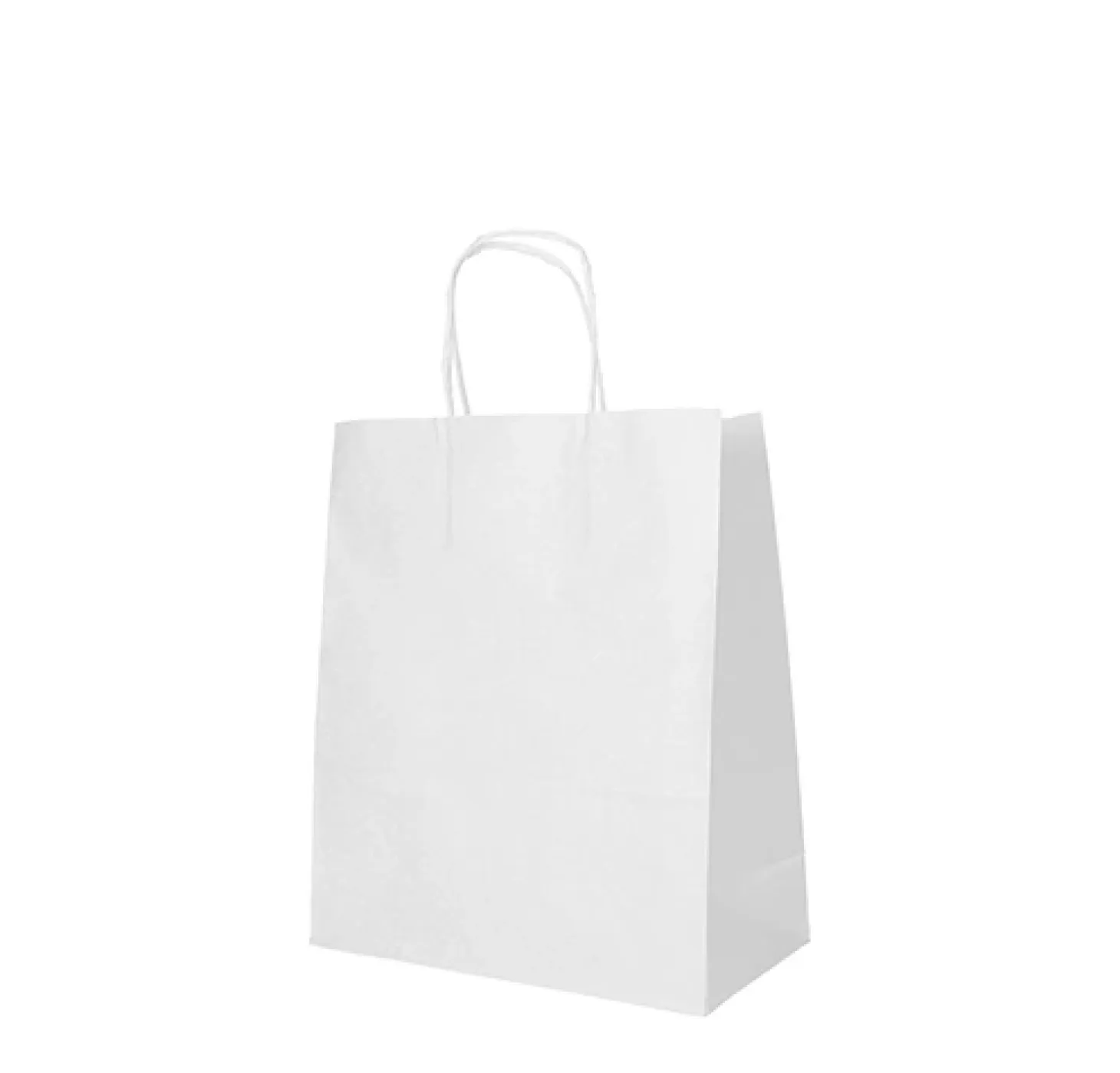 PAPSTAR Tragetaschen, Papier 28 cm x 22 cm x 10 cm weiß mit gedrehtem Tragegriff