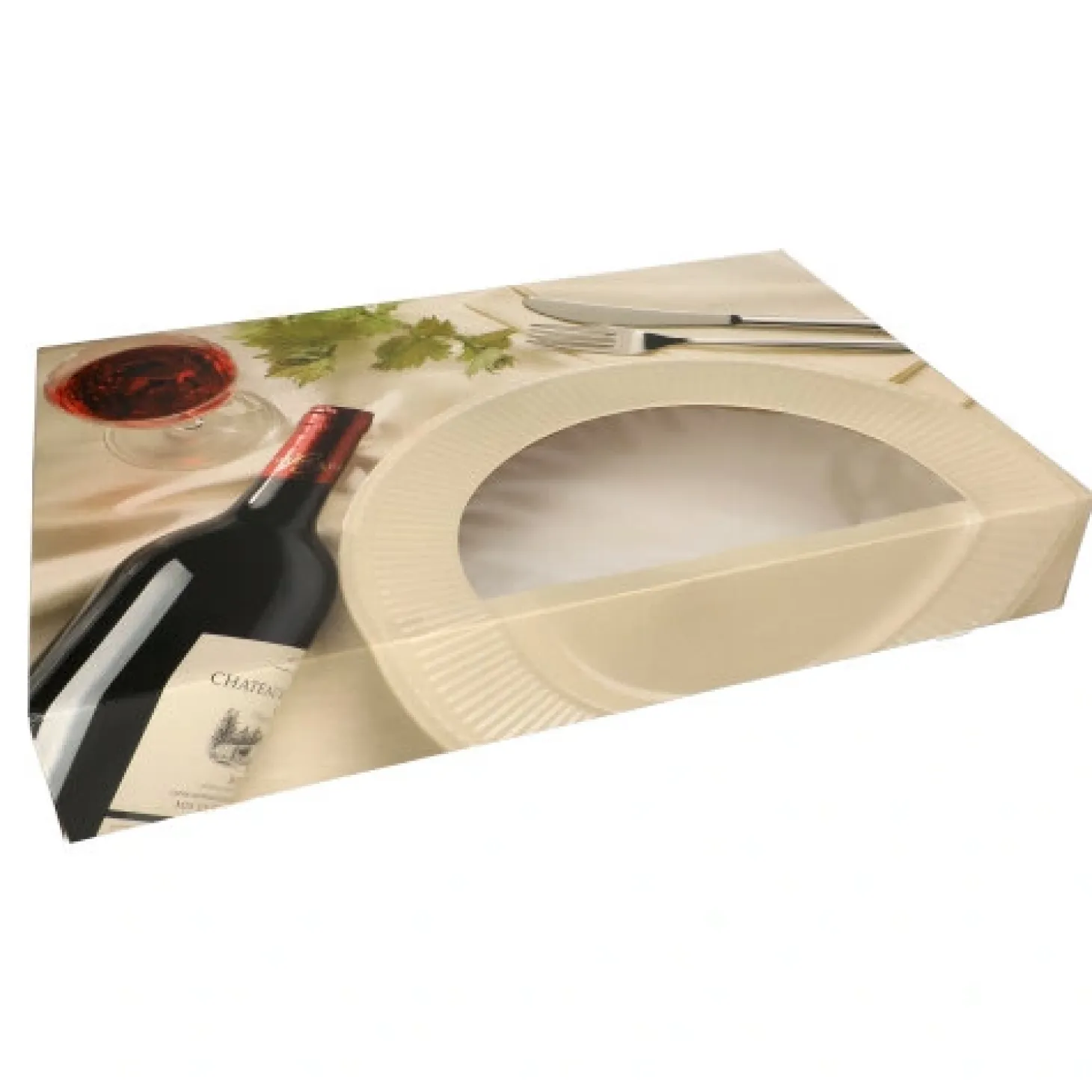 PAPSTAR Transport- und Catering-Kartons 8 cm x 55 cm x 37,5 cm "Burgund" mit Sichtfenster, zweiteilig