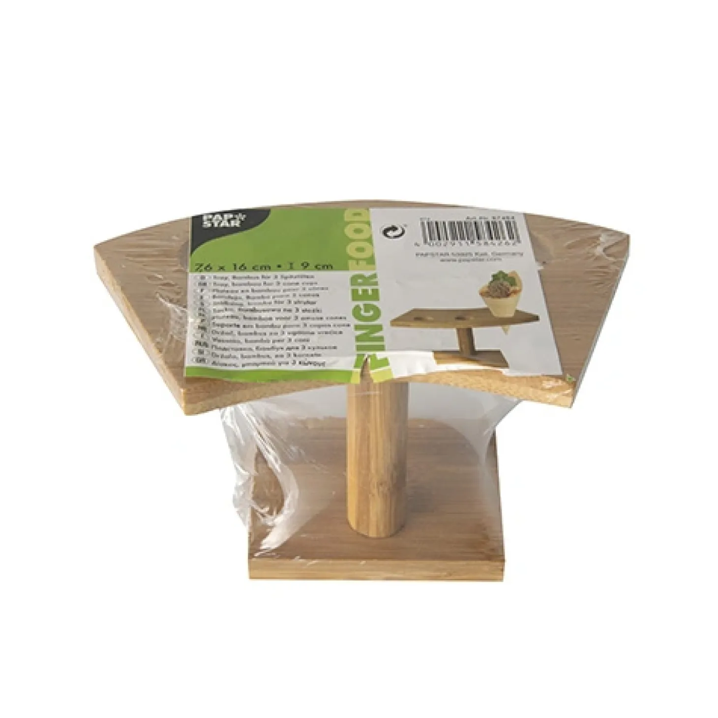 PAPSTAR Tray, Bambus "pure" 9 cm x 16 cm x 7,6 cm für 3 Spitztüten