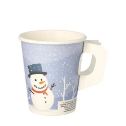PAPSTAR Trinkbecher mit Henkel, Pappe 0,2 l Ø 8 cm, 9,3 cm "Snowman"