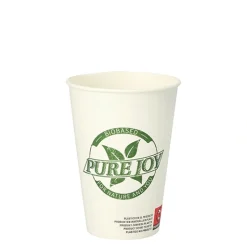 PAPSTAR Trinkbecher, Pappe 0,2 l Ø 7,3 cm, 9,9 cm weiß "Pure Joy"