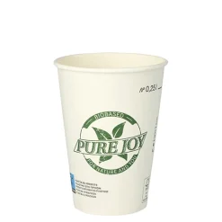 PAPSTAR Trinkbecher, Pappe 0,25 l Ø 8 cm, 10,8 cm weiß "Pure Joy"