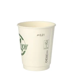 PAPSTAR Trinkbecher, Pappe 0,2 l Ø 8 cm, 9 cm weiß "Pure Joy" doppelwandig