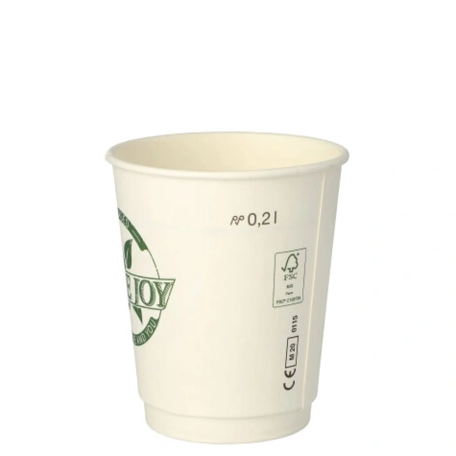 PAPSTAR Trinkbecher, Pappe 0,2 l Ø 8 cm, 9 cm weiß "Pure Joy" doppelwandig
