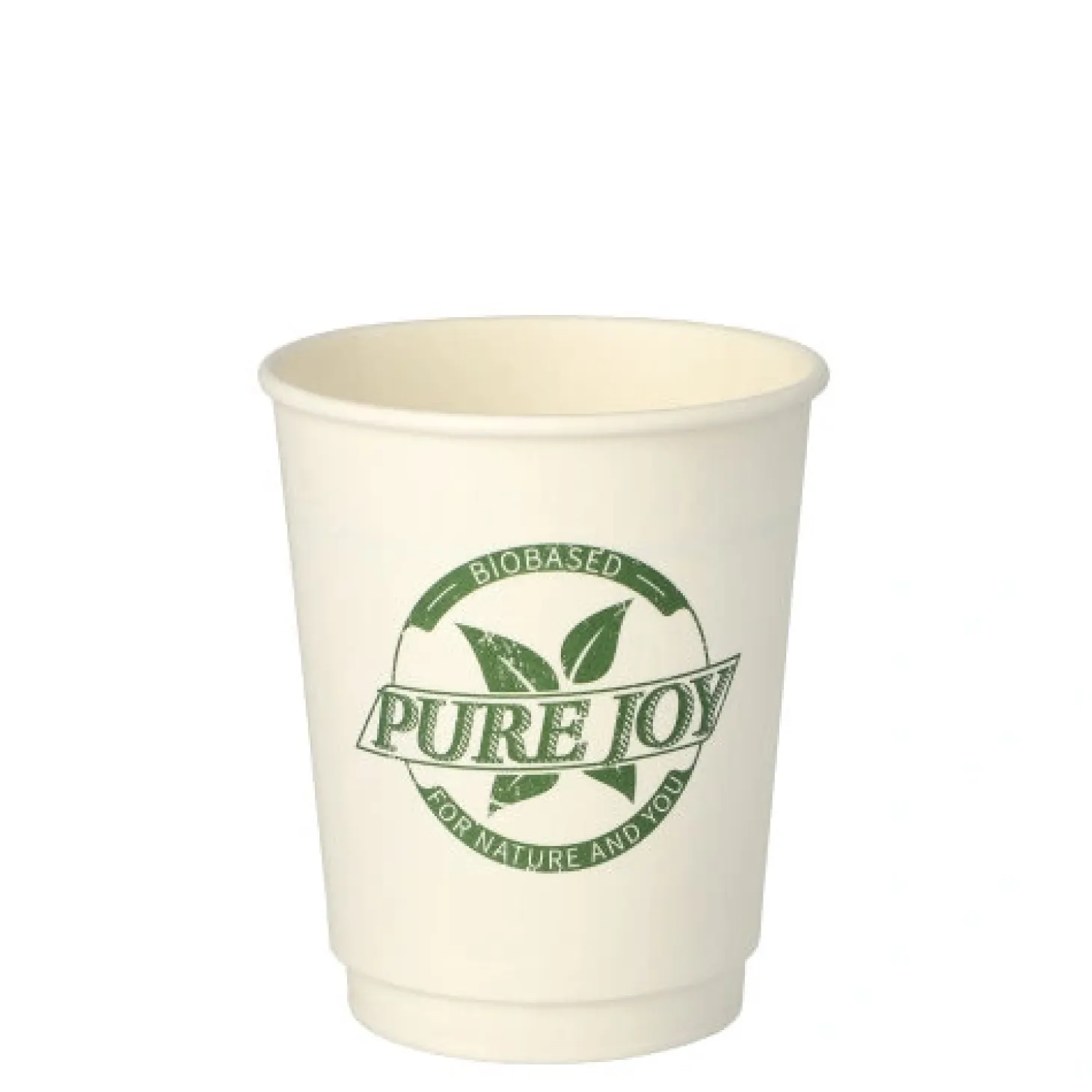 PAPSTAR Trinkbecher, Pappe 0,2 l Ø 8 cm, 9 cm weiß "Pure Joy" doppelwandig