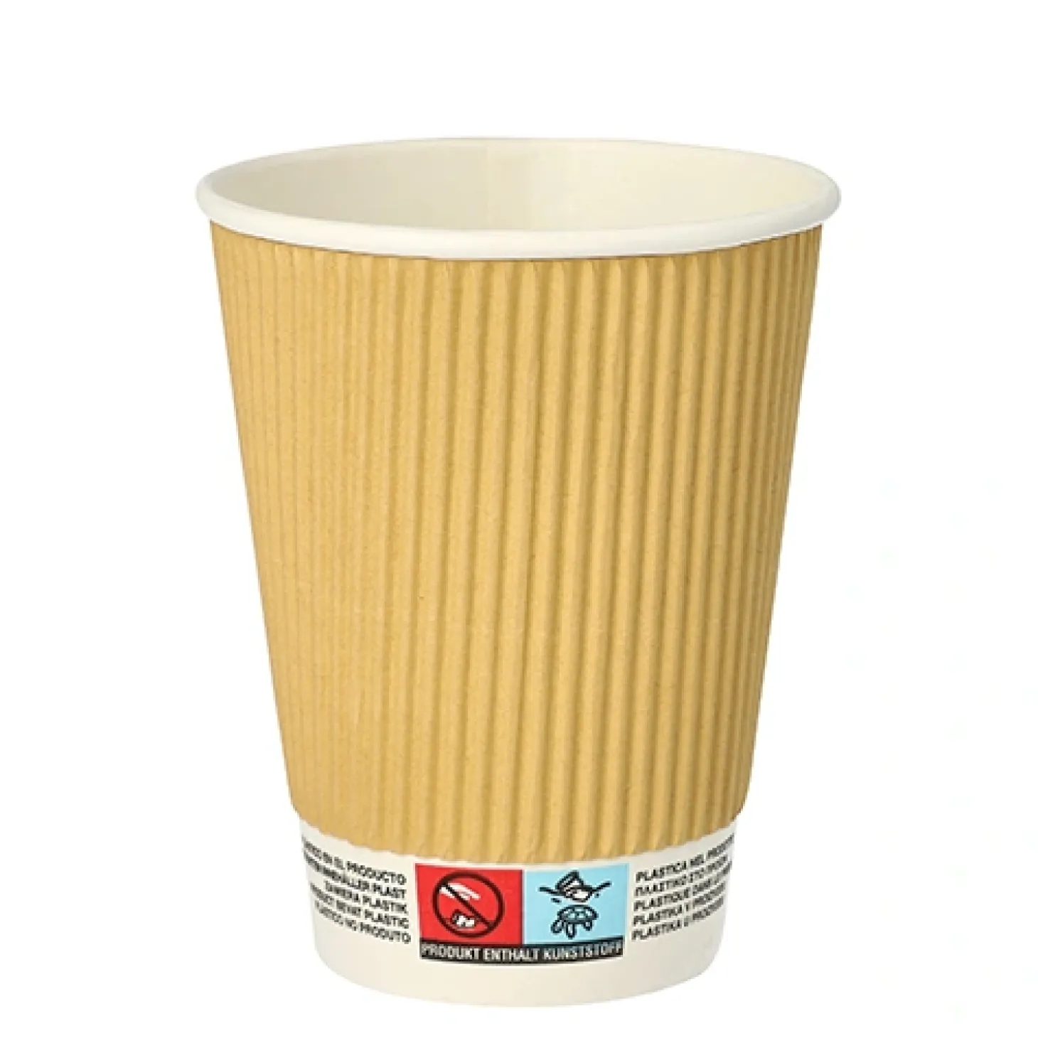 PAPSTAR Trinkbecher, Pappe 0,3 l Ø 9 cm, 11 cm natur Ripple Wall, 20 x 10 Stück