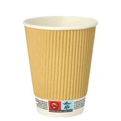 PAPSTAR Trinkbecher, Pappe 0,3 l Ø 9 cm, 11 cm natur Ripple Wall, 20 x 25 Stück