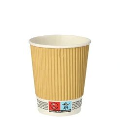PAPSTAR Trinkbecher, Pappe 0,2 l Ø 8 cm, 9 cm natur Ripple Wall, 20 x 25 Stück