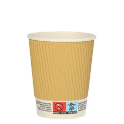 PAPSTAR Trinkbecher, Pappe 0,2 l Ø 8 cm, 9 cm natur Ripple Wall, 20 x 10 Stück