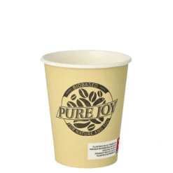 PAPSTAR Trinkbecher, Pappe 0,2 l Ø 8 cm, 9,2 cm creme "Pure Joy", 10 x 20 Stück