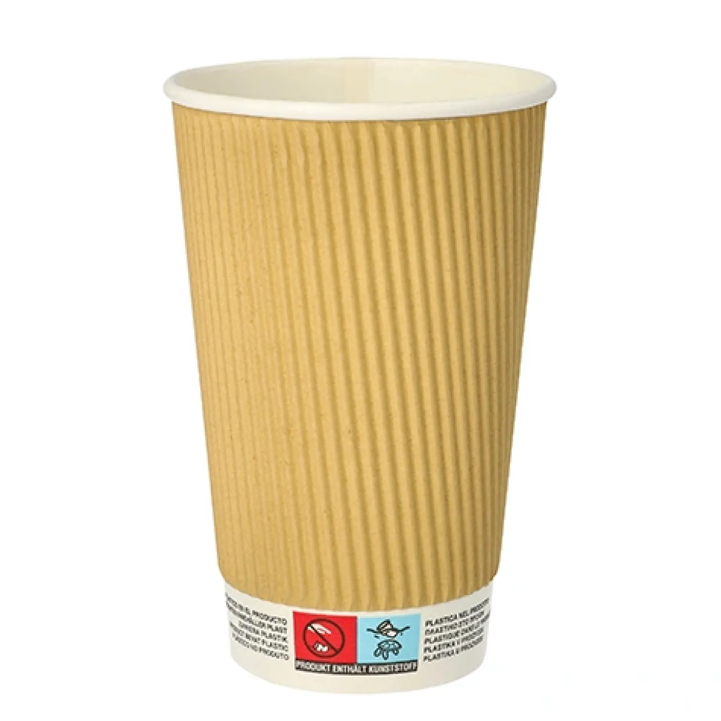 PAPSTAR Trinkbecher, Pappe 0,4 l Ø 9 cm, 13,7 cm natur Ripple Wall, 20 x 25 Stück