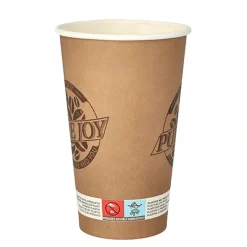 PAPSTAR Trinkbecher, Pappe 0,4 l Ø 9 cm, 13,9 cm braun "Pure Joy", 10 x 20 Stück