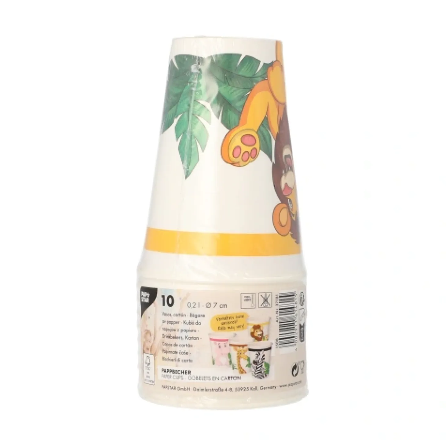 PAPSTAR Trinkbecher, Pappe 0,2 l Ø 7 cm, 9,7 cm "Jungle"