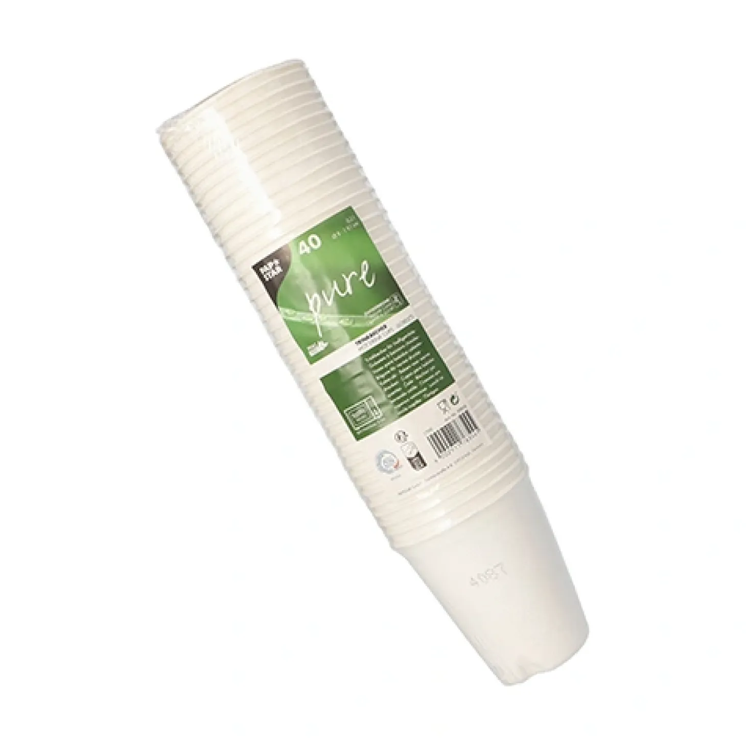 PAPSTAR Trinkbecher, Zuckerrohr "pure" 0,2 l Ø 8 cm, 9,1 cm weiß für Heißgetränke, 16 x 40 Stück