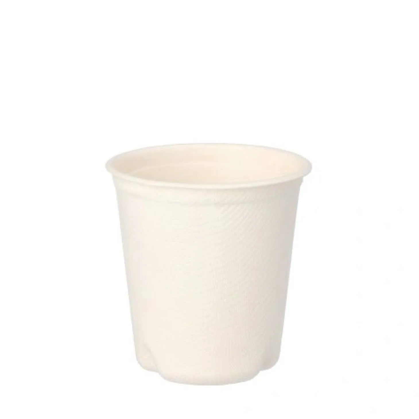 PAPSTAR Trinkbecher Zuckerrohr "pure" 0,1 l Ø 6,3 cm, 6,5 cm weiß für Heißgetränke, 10 x 12 Stück