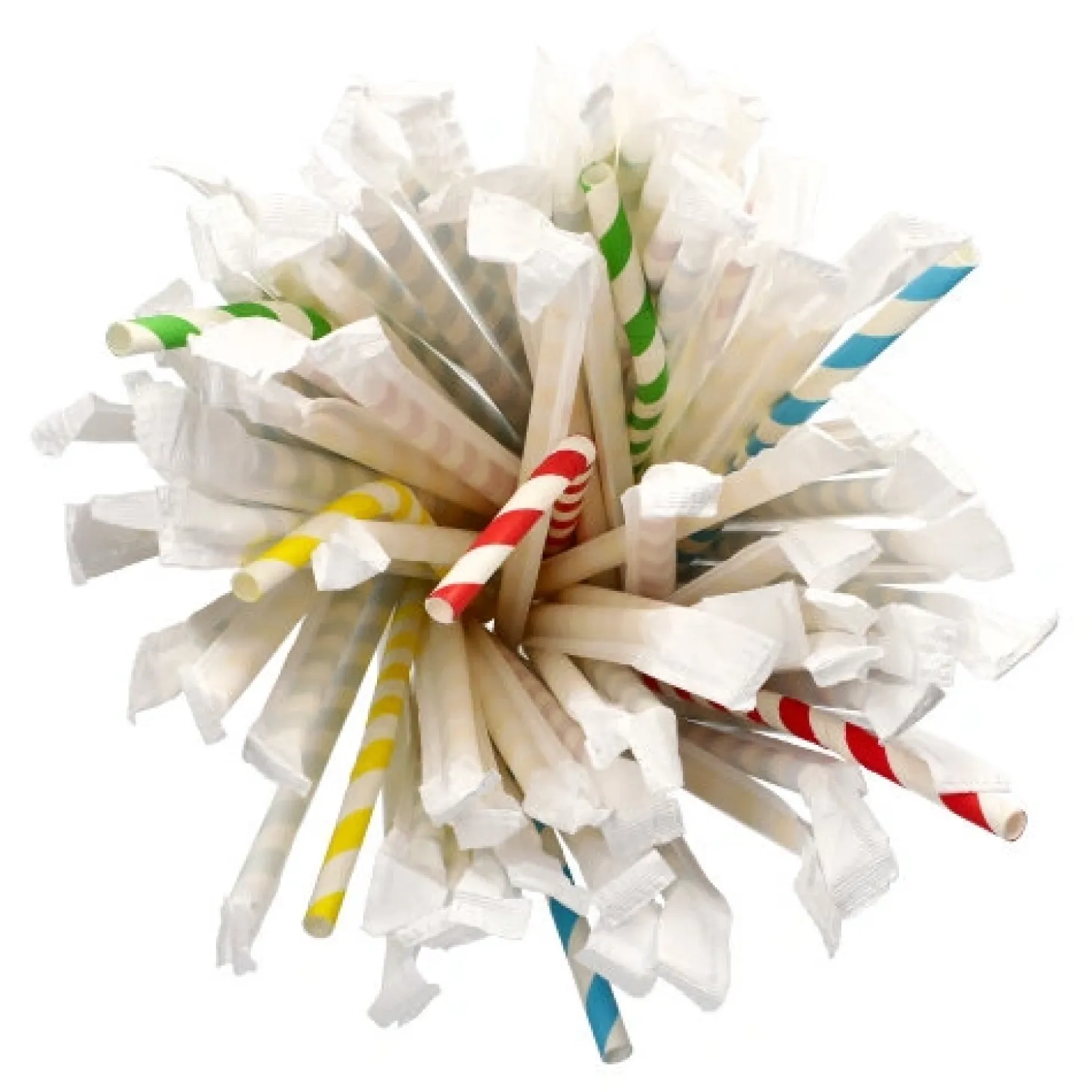 PAPSTAR Trinkhalme, flexibel, Papier Ø 6 mm, 20 cm farbig sortiert "Stripes" einzeln gehüllt