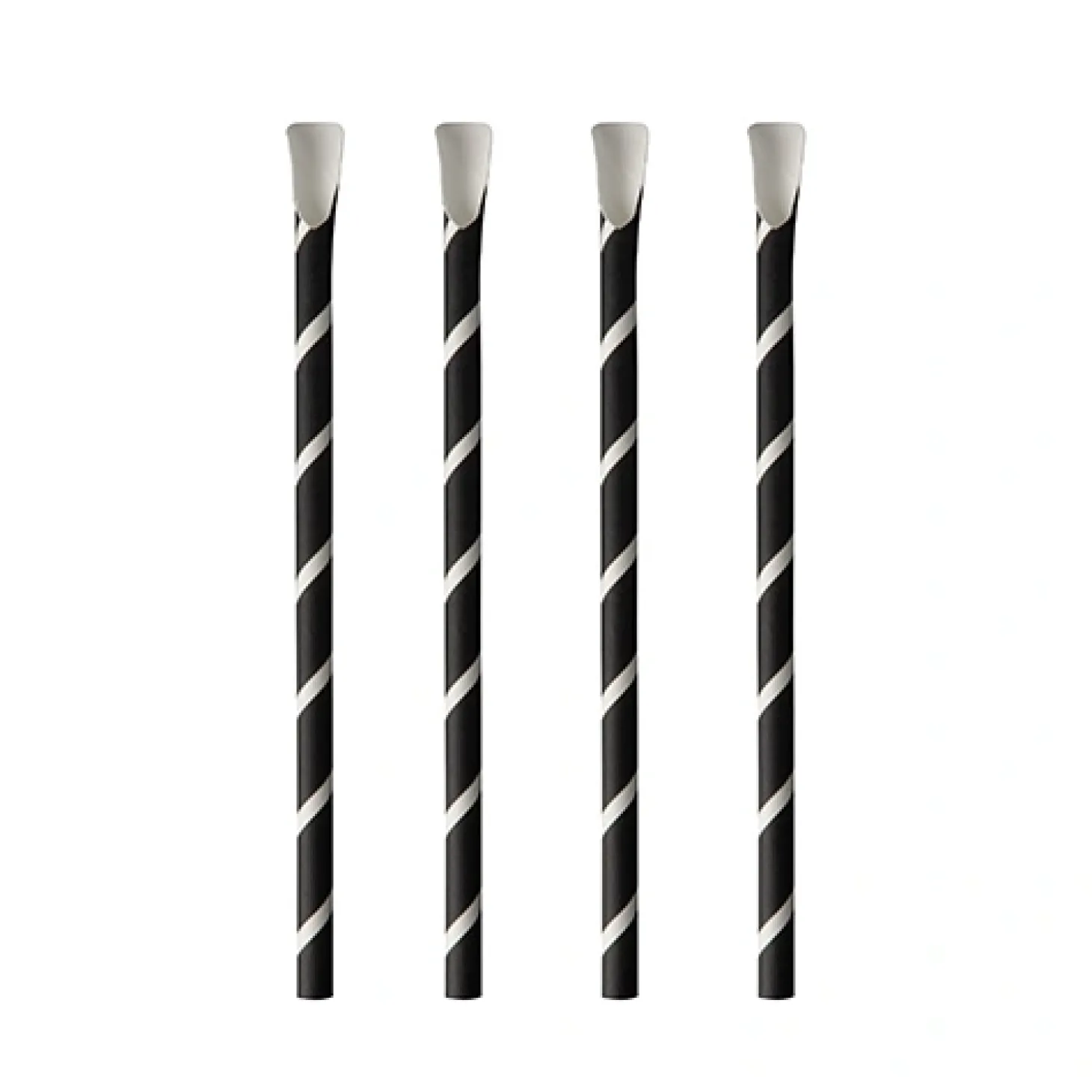 PAPSTAR Trinkhalme mit Löffel, Papier Ø 8 mm, 20 cm schwarz/weiß "Stripes"