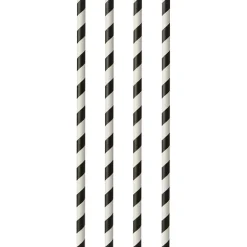 PAPSTAR Trinkhalme, Papier Ø 6 mm, 29 cm schwarz/weiß "Stripes"