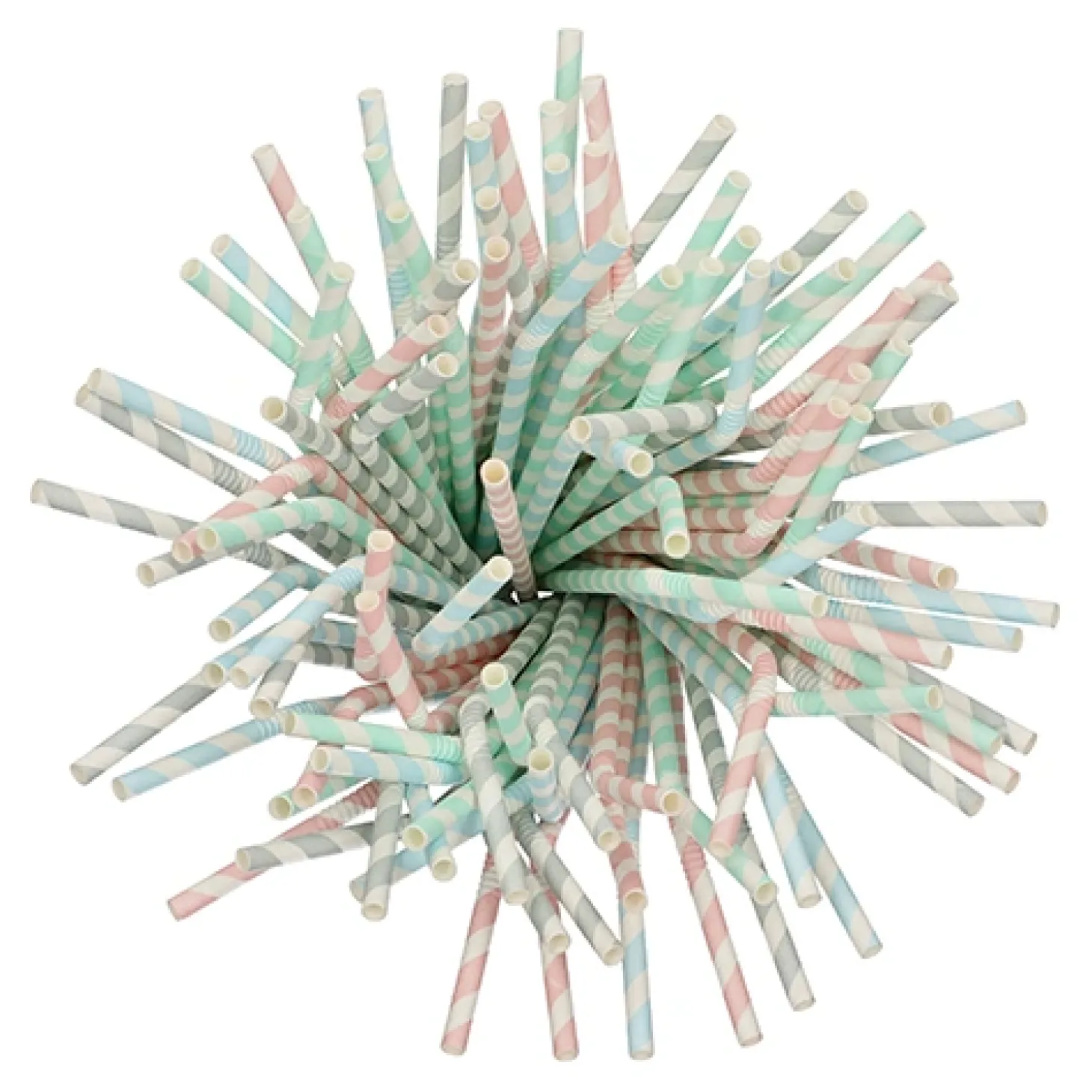 PAPSTAR Trinkhalme, Papier Ø 6 mm, 22 cm farbig sortiert "Stripes" flexibel