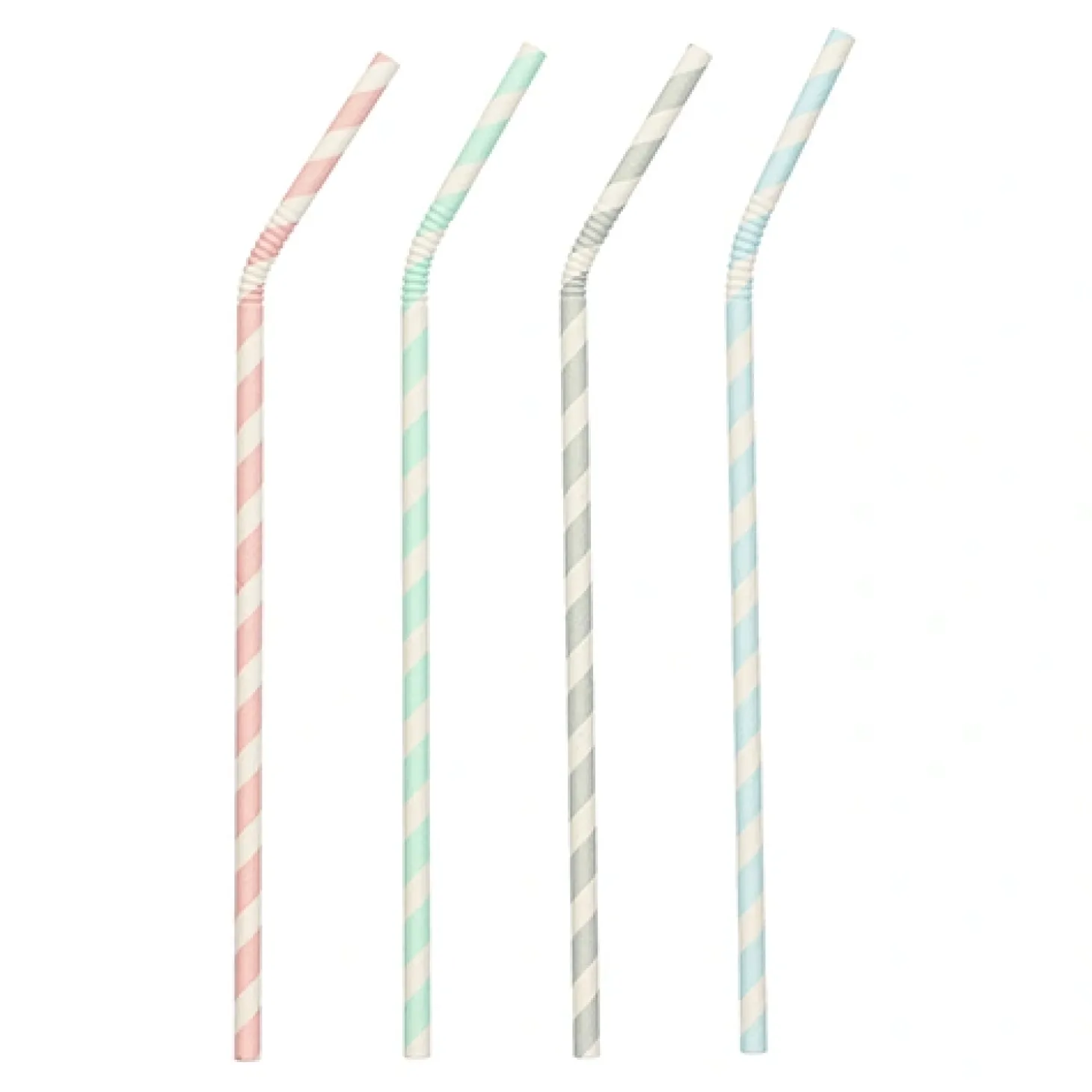 PAPSTAR Trinkhalme, Papier Ø 6 mm, 22 cm farbig sortiert "Stripes" flexibel