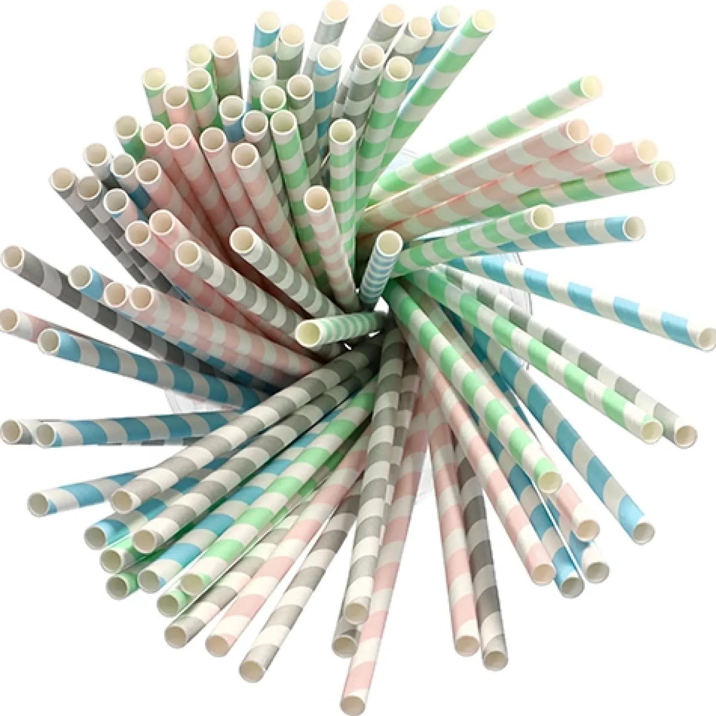 PAPSTAR Trinkhalme, Papier Ø 6 mm, 20 cm farbig sortiert "Stripes", 10 x 100 Stück
