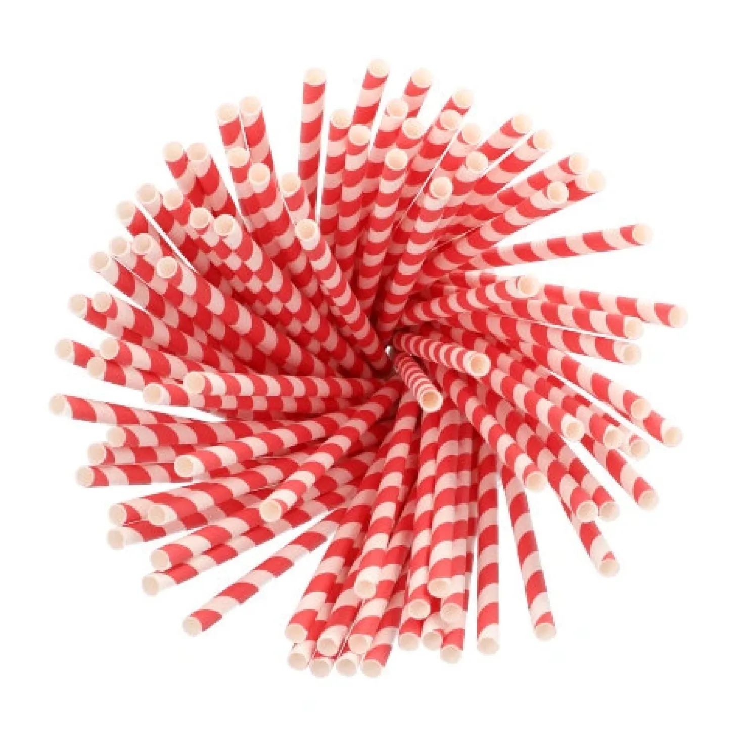 PAPSTAR Trinkhalme Papier Ø 6 mm, 20 cm rot/weiß "Stripes"