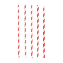 PAPSTAR Trinkhalme Papier Ø 6 mm, 20 cm rot/weiß