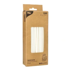 PAPSTAR Trinkhalme, Papier Ø 6 mm, 20 cm weiß