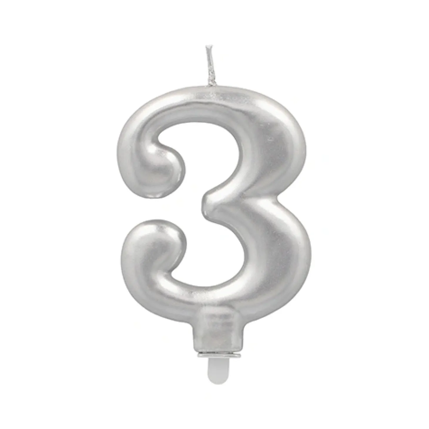 PAPSTAR Zahlenkerze mit Halter 7 cm silber "3"