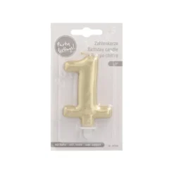 PAPSTAR Zahlenkerze mit Halter 7 cm gold "1"